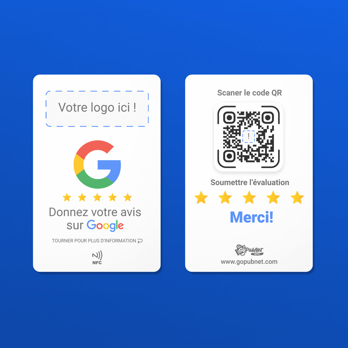 Carte Avis Google NFC + QR code Style 1