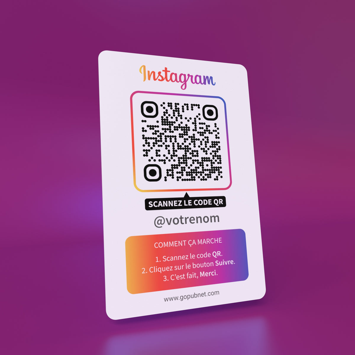 Carte Instagram connectée + code QR Style 1