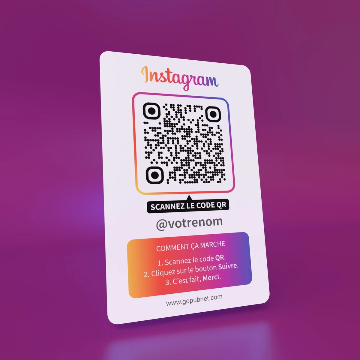 Carte Instagram connectée + code QR Style 3