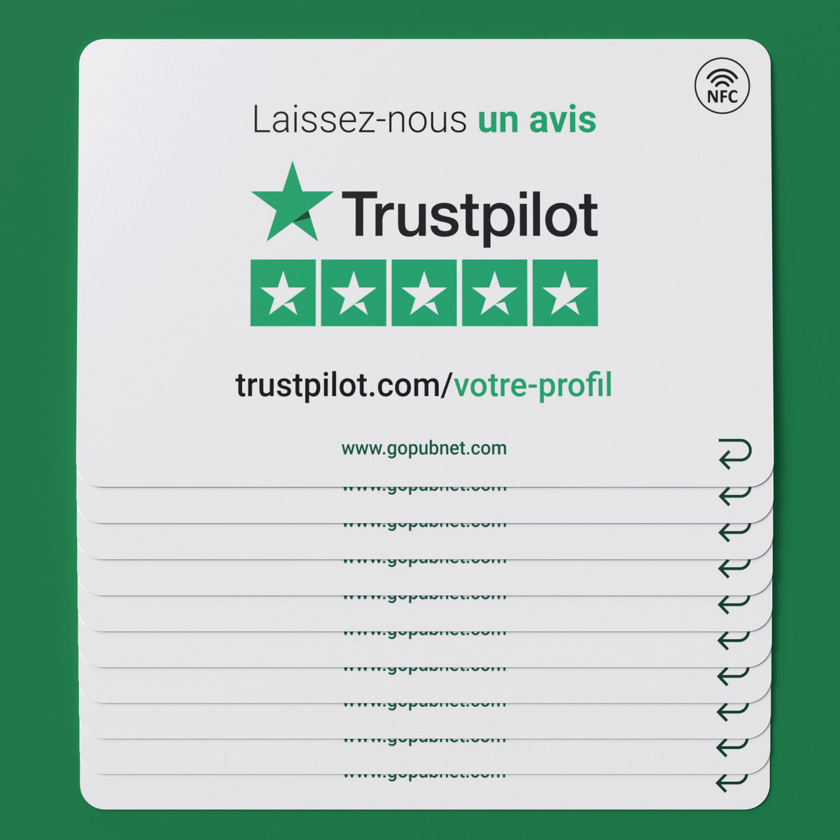 Carte Avis TrustPilot – NFC + QR Code Style 3